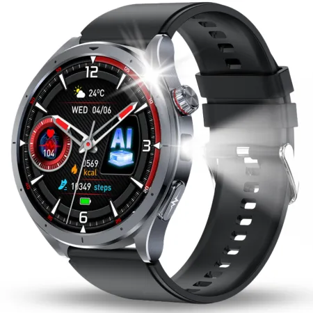 Smartwatch Męski Zegarek Angelo AT472 czarny Glukoza Rozmowy Ciśnienie EKG Amoled Puls Menu PL